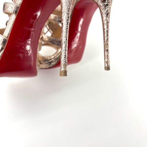 Christian Louboutin Amazoutiful 120 Rose Gold Gladiator Knee High Sandals 35.5 - Picture 10 of 10